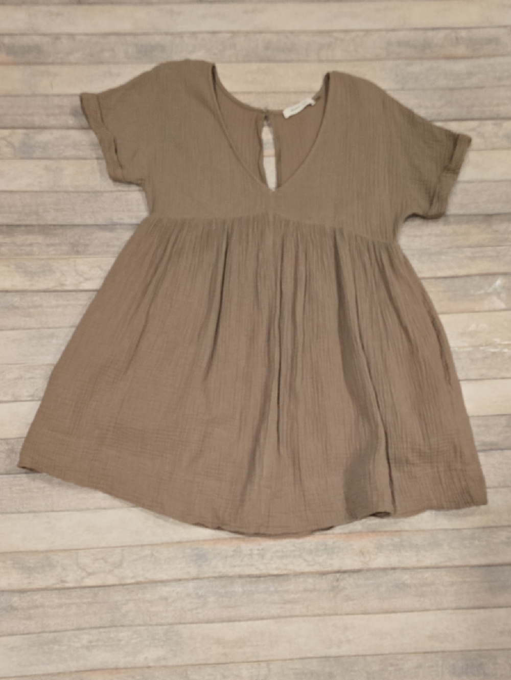 Mustard Seed Gauze Romper Dress Olive Taupe Size Medium